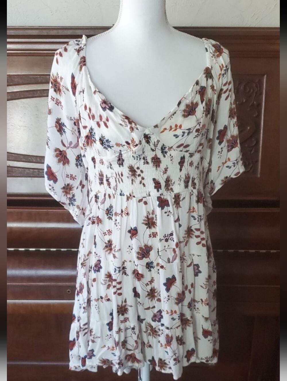 Anthropologie White Dress Floral Dress Autumn Dress Cottagecore Dress Size 2X